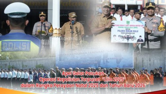 Polres Rohul Gelar Apel Gelar Pasukan Operasi Lilin Lancang Kuning 2025, Siap Amankan Nataru