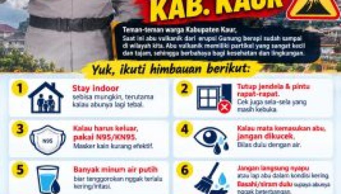 Abu Vulkanik Mulai Sampai di Kabupaten Kaur, Polres Kaur Imbau Masyarakat Tingkatkan Kewaspadaan